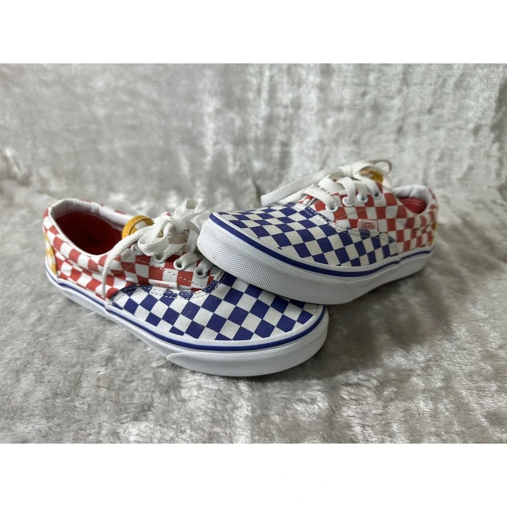Vans Era Multi Color Checkerboard Red Blue‎ Yellow Sneakers Kids Juniors 4.0